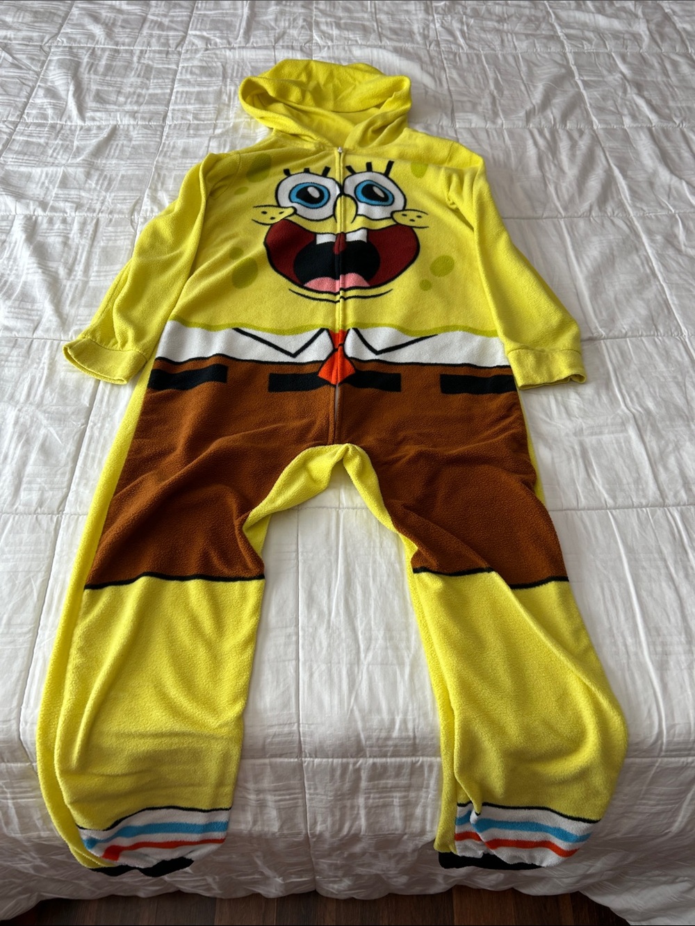Kids Yellow SpongeBob One-Piece Hooded Pajamas